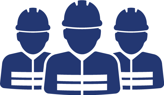 Blue cartoon construction workers