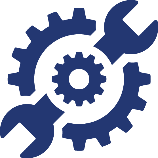 Blue cartoon wrench and gear